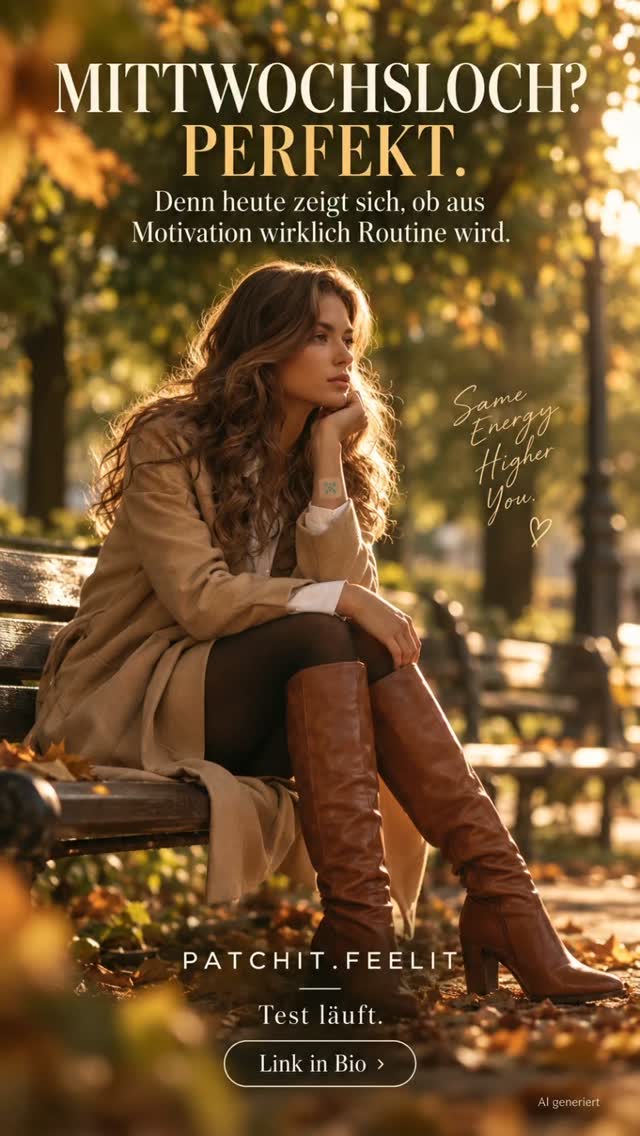Frau auf einer Parkbank im goldenen Herbstlicht.