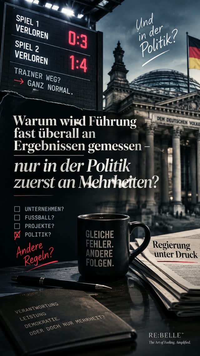 Editorial-Collage mit Fußball-Ergebnissen, Reichstag und politischer Fragestellung.