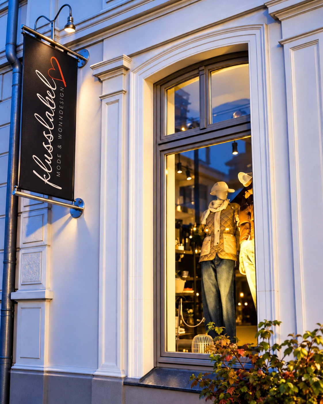 Außenansicht und Schaufenster der Boutique des Fackelgartens